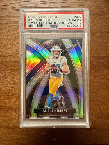PSA 10 2019 Select JUSTIN HERBERT Silver Prizm 2020 XRC Rookie RC #303 Gem Mint