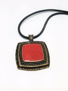 Red-Enamel-Large-Pendant-on-Black-Necklace-Vintage