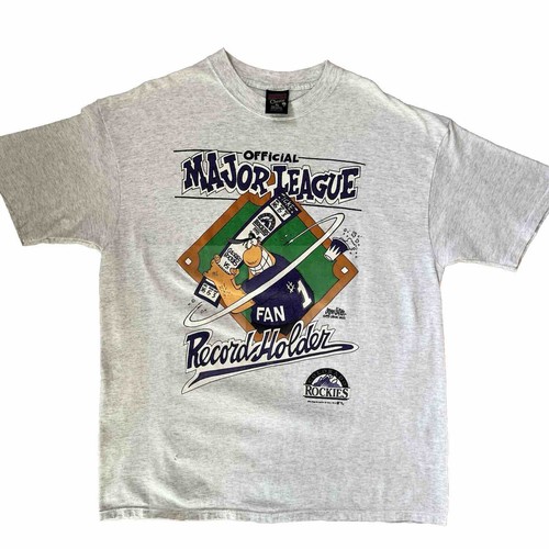 Vintage Colorado Rockies Shirt XL Gray 90s Record Holder MLB Baseball Art AOP