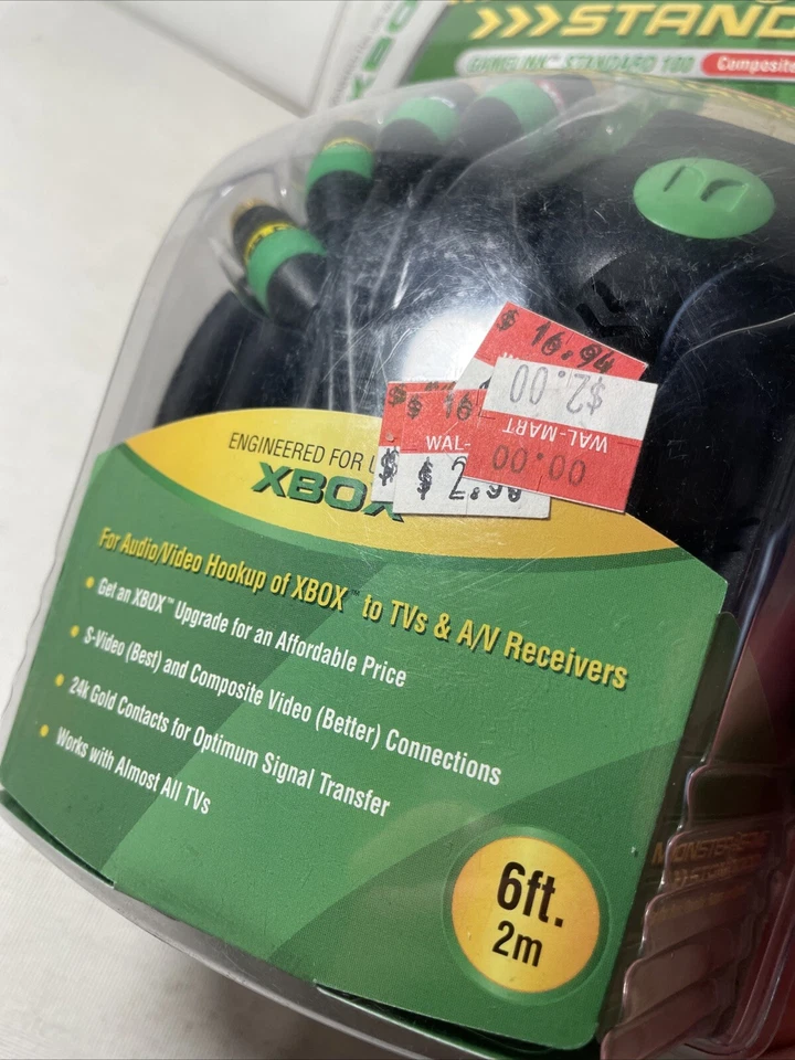 Original XBOX Monster Composite / S-Video AV Cable 6’ Gold Plated New Sealed - Image 4 of 4