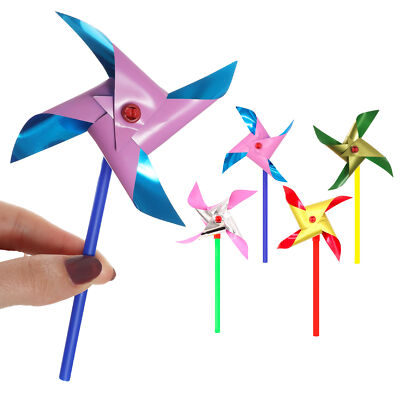 12 Stück Kunststoff Windmühle Pinwheel Wind Spinner Rasen Garten Deko Kinder Spielzeug