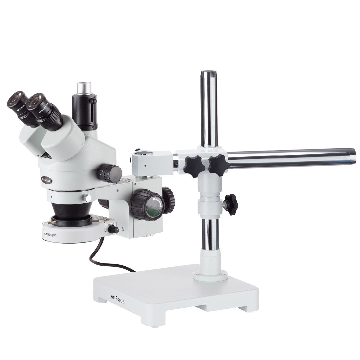 AmScope 7X-45X Trinocular Zoom Stereo Boom Stand Microscope 