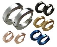 Kikuchi Herren Damen Ohrringe Edelstahl Creolen 2,5mm Slim matt und glatt schmal