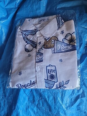 NEW KC Kansas City Royals Hawaiian Button Down shirt Size M Stadium  Giveaway