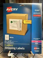 Avery 15265 White Laser Shipping Labels 8 1/2 x 11 Template 10 Labels