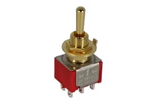 Mini Toggle Switch 3-way On-Off-On Round Lever Gold