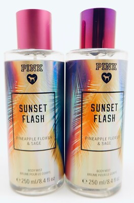 2 VICTORIA'S SECRET SUNSET FLASH PINEAPPLE FLOWER & SAGE BODY MIST 8.4oz NEW!