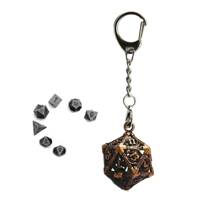 Metal Dices Keychain Set Polyhedral Dices Keyring Pendant Stylish eBay