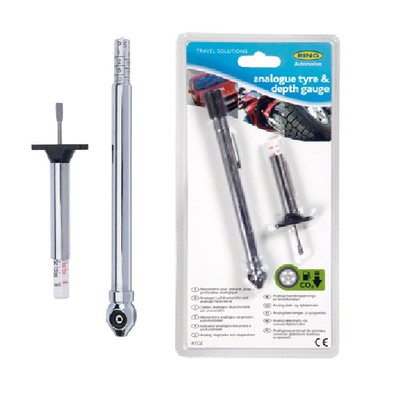 Ring RTG2 Analogue Tyre Pressure Gauge & Tread Depth Gauge Set - Dual PSI/Bar & Depth Measurement