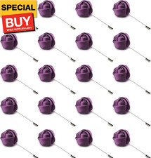 20Pcs Rose Boutonniere Lapel Pin for Men Purple Flower Lapel Pin Handmade Rose C
