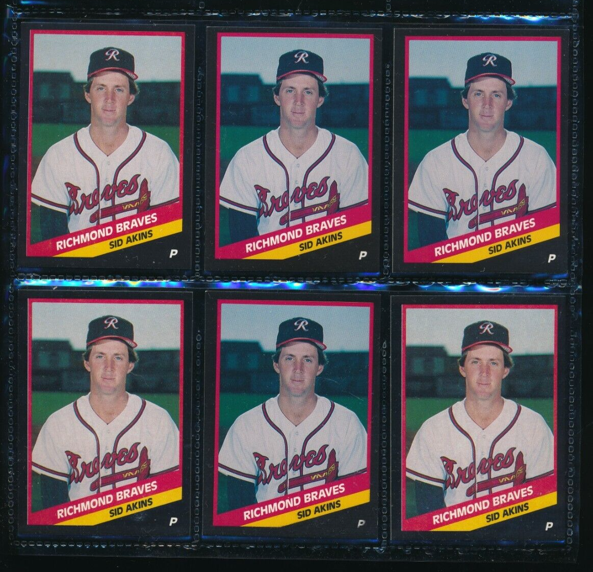 Lot (6) 1988 CMC #7 Sid Akins Richmond Braves Player Lot