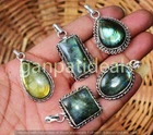 Labradorite Gemstone Ethnic Handmade 5pcs Fashion Pendant Lot Jewelry