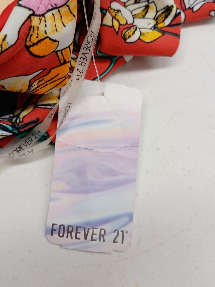 Forever 21 Swimsuit Bathing Floral Peplum One Piece Halter 3X NWT 34