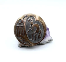 Lawrence Saufkie sterling silver overlay Kokopelli pendant brooch 33.28g