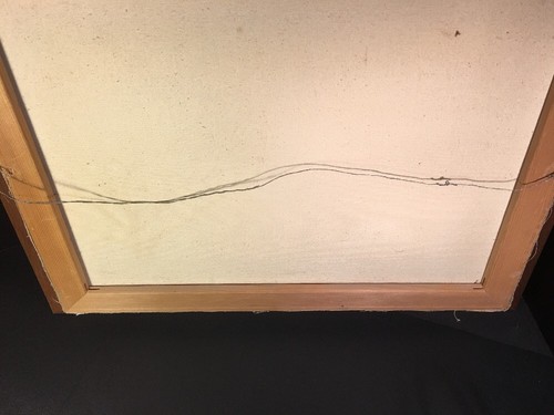 Quadro vintage acrilico su tela legno incorniciato 26,5wx21L vecchio nonno fienile - Foto 4 di 8