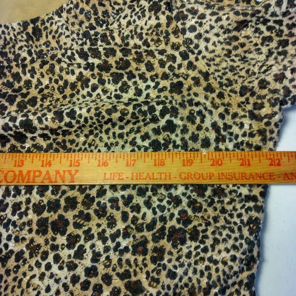 Laura Ashley Shirt Plus Size 1X Brown Black Cat Print Leopard Cheetah Lined Top - Image 4 of 4