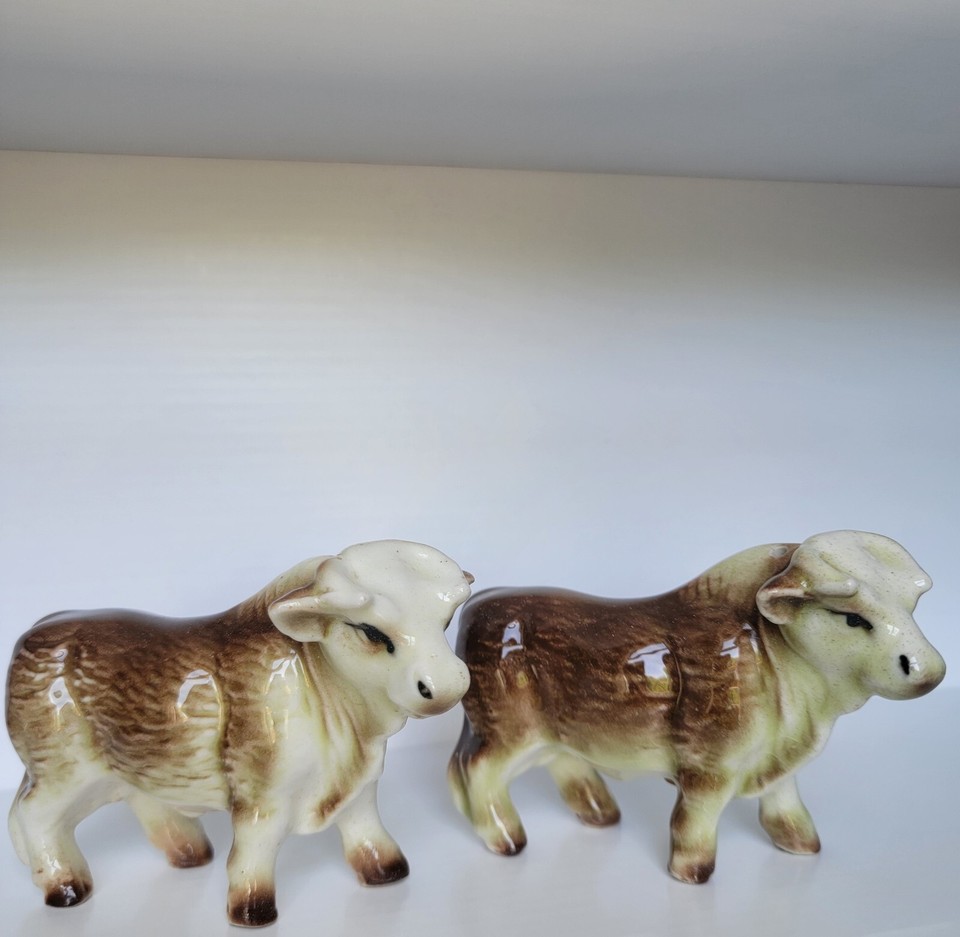 Vintage Ceramic Hereford Bull/Cow Salt & Pepper Shakers Beautiful eBay