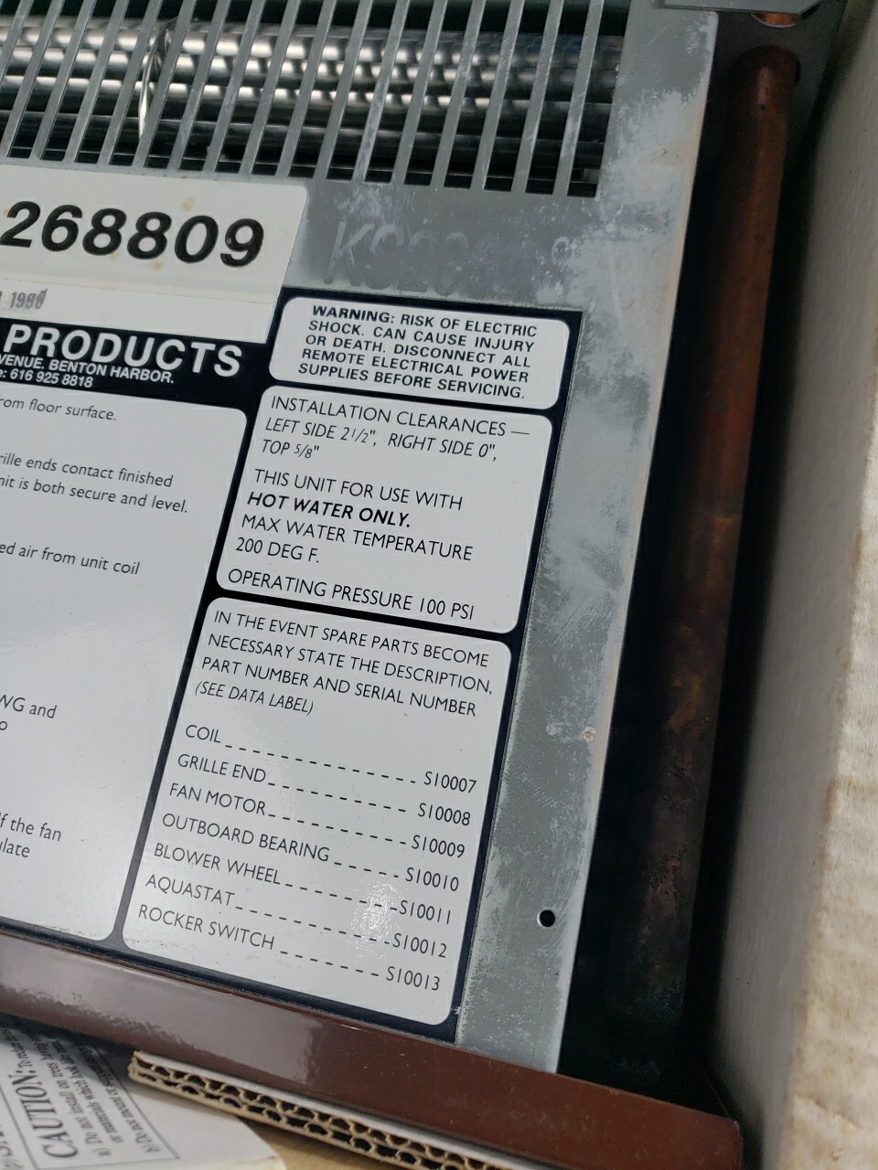 Smiths Enviromental KS2004 Quietone 2000 Hot Water Kickspace Heater