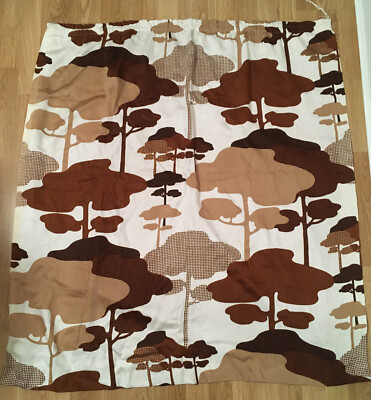 VINTAGE RETRO 70er STOFF LÄNGE / KLEINER VORHANG BAUM DESIGN EAMES ERA 112x107cm