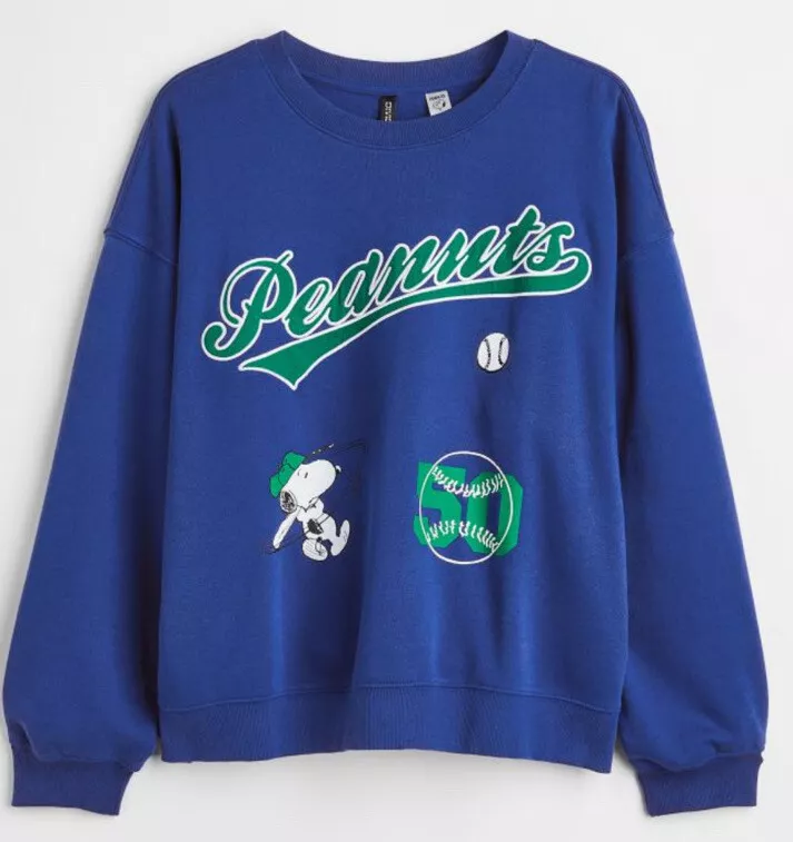 H M Peanuts Snoopy Baseball 50 Women s Sweatshirt Sz 4XL