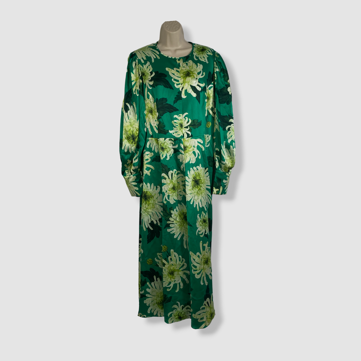 andrew gn green dress $3415 Andrew GN Women's Green Puff-Sleeve Midi Dress Size IT 46 US10