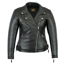 New Women's Black Biker Style Moto Genuine Soft Cowhide Leather Jacket XS-3XL