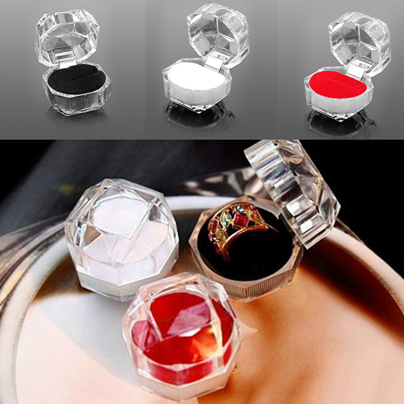 Jewelry Organizer Ring Earring Clear Acrylic Gift Box Storage Transparent for Ca-image