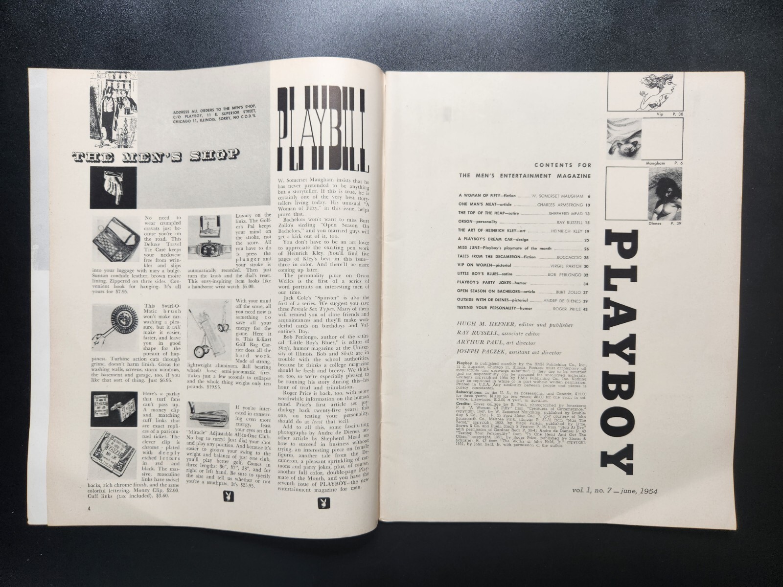 June 1954 Playboy Magazine Vol. 1 No. 7, Centerfold Playmate Margie