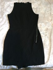 ZARA Trafaluc Bodycon Black Euro Size Med Knee Length Zip Detail Good Condition
