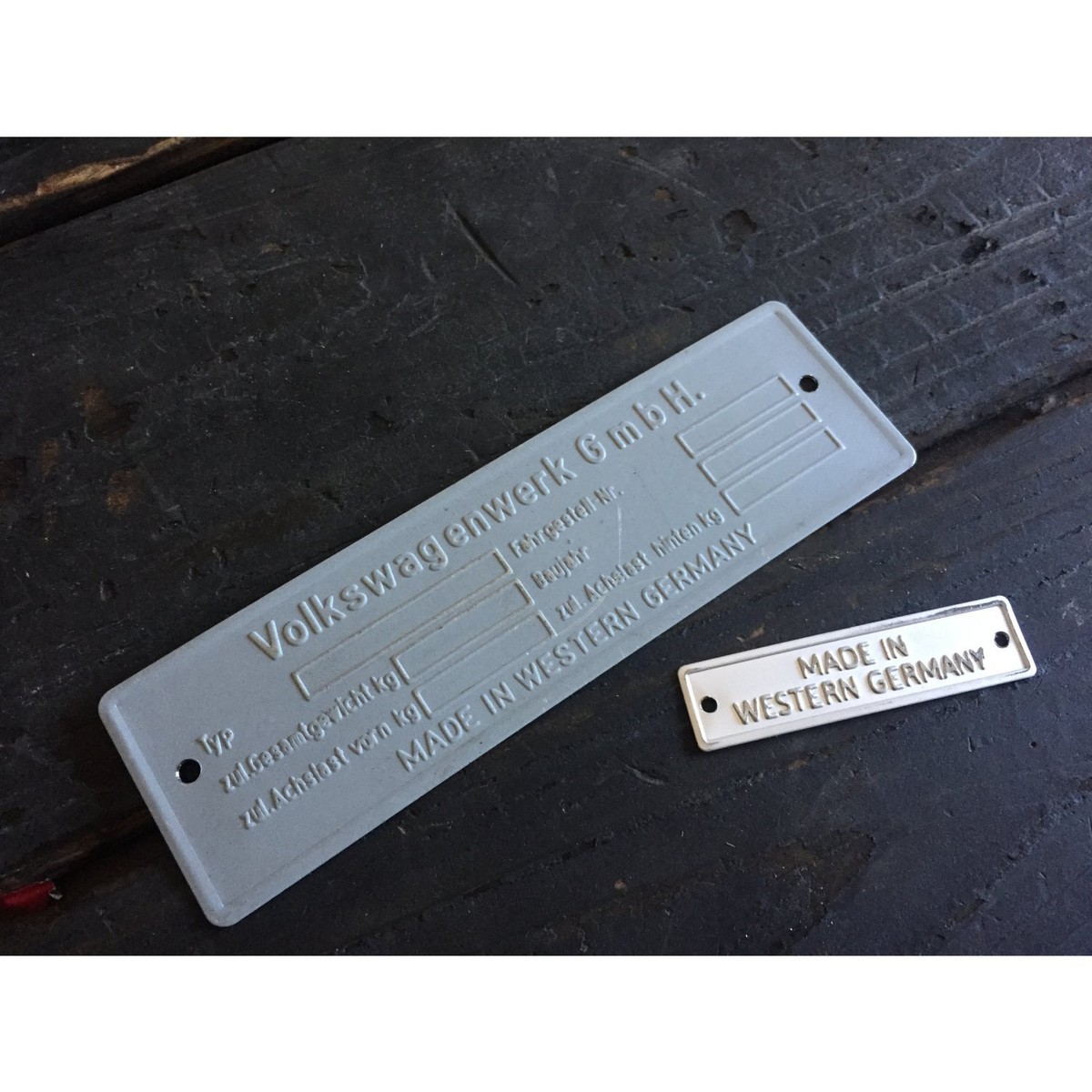 VW Data Name Plate & Made In Western Germany Tag bug samba bus