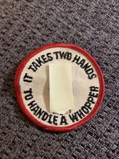 It Takes two Hands... To Handle a Whopper 70's Biker Vintage Sew On Patch ADULT