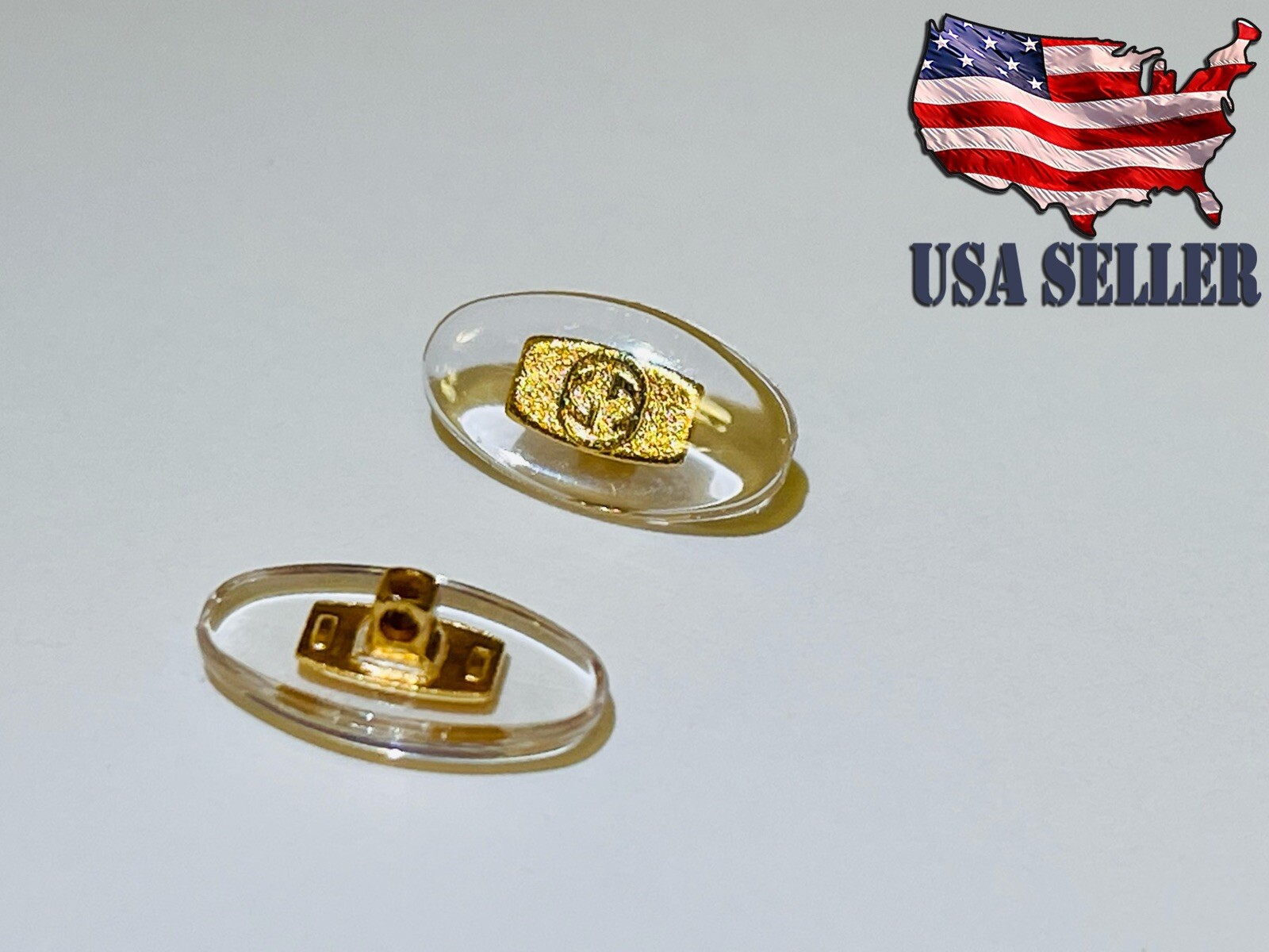 Replacement Gold Oval Shaped Nose Pads for Gucci Eyeglasses Sunglasses W/ Screws