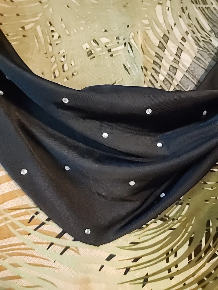 Usado en Excelente Condición Takoni Mujer Dorado Oliva Verde Manga 3/4 Top XL Plus Capucha Cuello Brillante Palma🌴 Foto 2 de 4