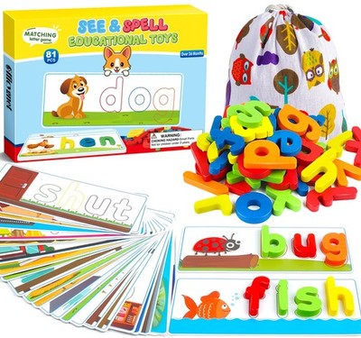 Learning Toys for 3 4 5 6 Years Old Boys and Girls, See & Spell CVC Word Buil...
