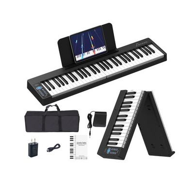 Folding Piano 61 Key, Foldable Sensitive Electric Piano for Beginners, Portab...