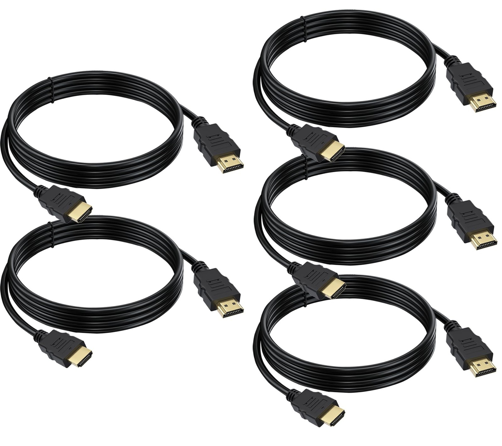 HDMI Cable 6 FT 5-Pack, 4K HDMI TV Cable 6FT, Shielded HDMI 2.0 CL3 Rated Cor...-image