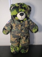 Build A Bear Teddy Bear Camo Bear 16" Army Military Camo Uniform