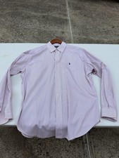 Vintage Polo Ralph Lauren L Sleeve Orange White Blue Striped Shirt Long 16.5