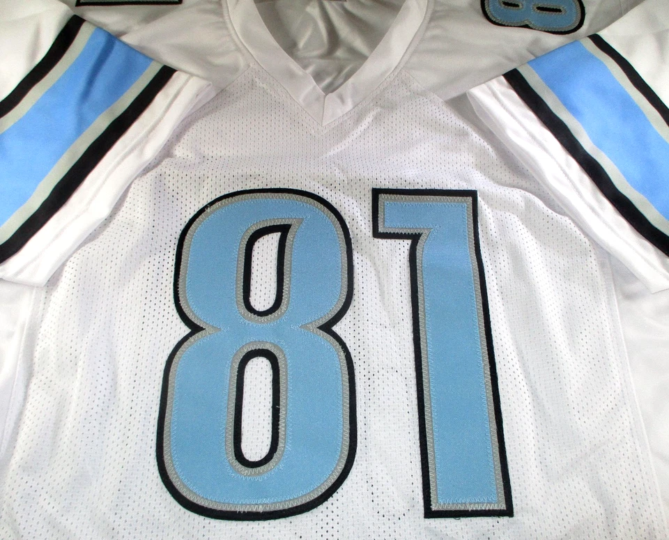 Calvin Johnson / Camiseta de fútbol personalizada blanca autografiada de los Detroit Lions / Certificado de autenticidad Foto 2 de 4