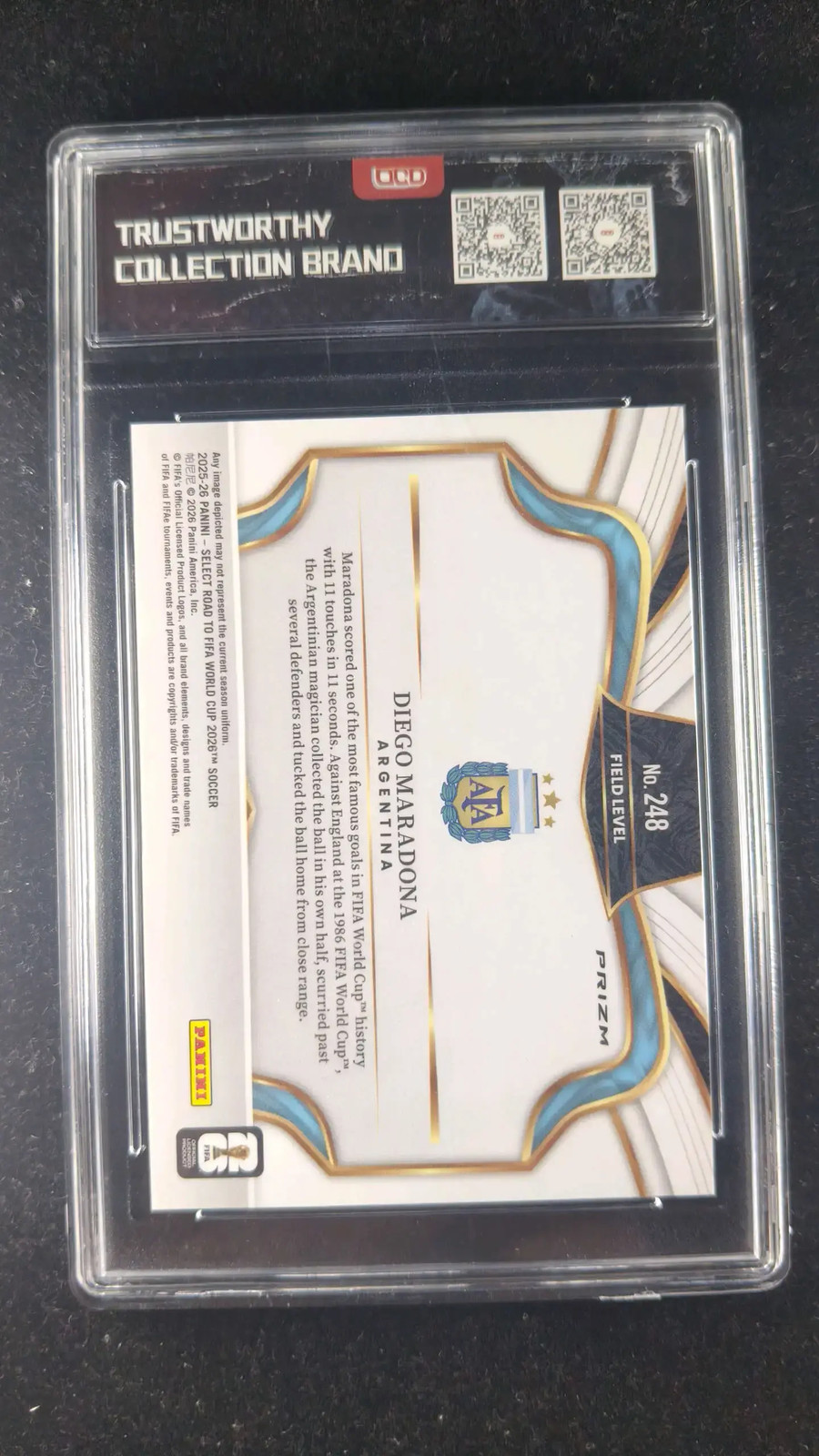 2025‑26 Select Road To World Cup Maradona 248 Flash OCD 9.5 Graded MD28 view 2