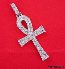 Christmas Sale Moissanite Cross Pendant Solid 14K White Gold 2.60 CT Round Cut