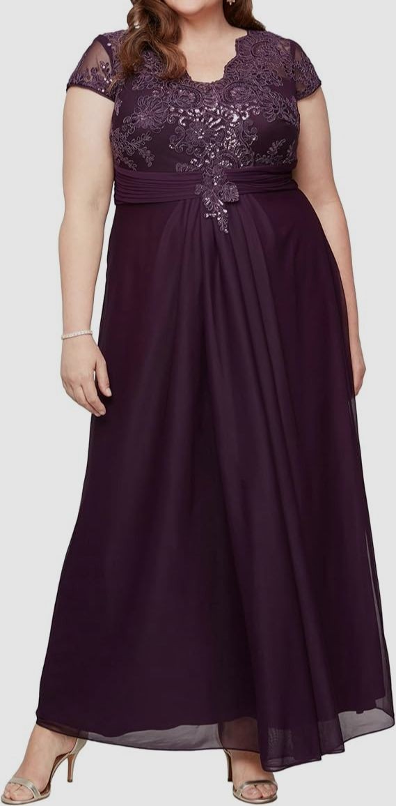 fitted lace wedding dress Plus-Size Long Glitter Prom Dress CD252C Lavender / 16
