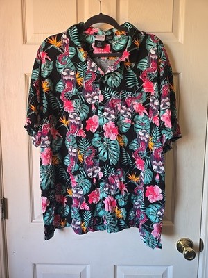 Marvel Venom Men's Hawaiian Shirt Button-Up, Short Sleeves, Purple, Size 3XL