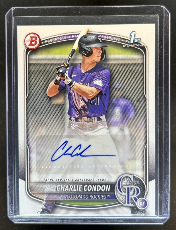 2025 Bowman Charlie Condon Auto Autograph 1st Prospect #BPA-CC Rockies