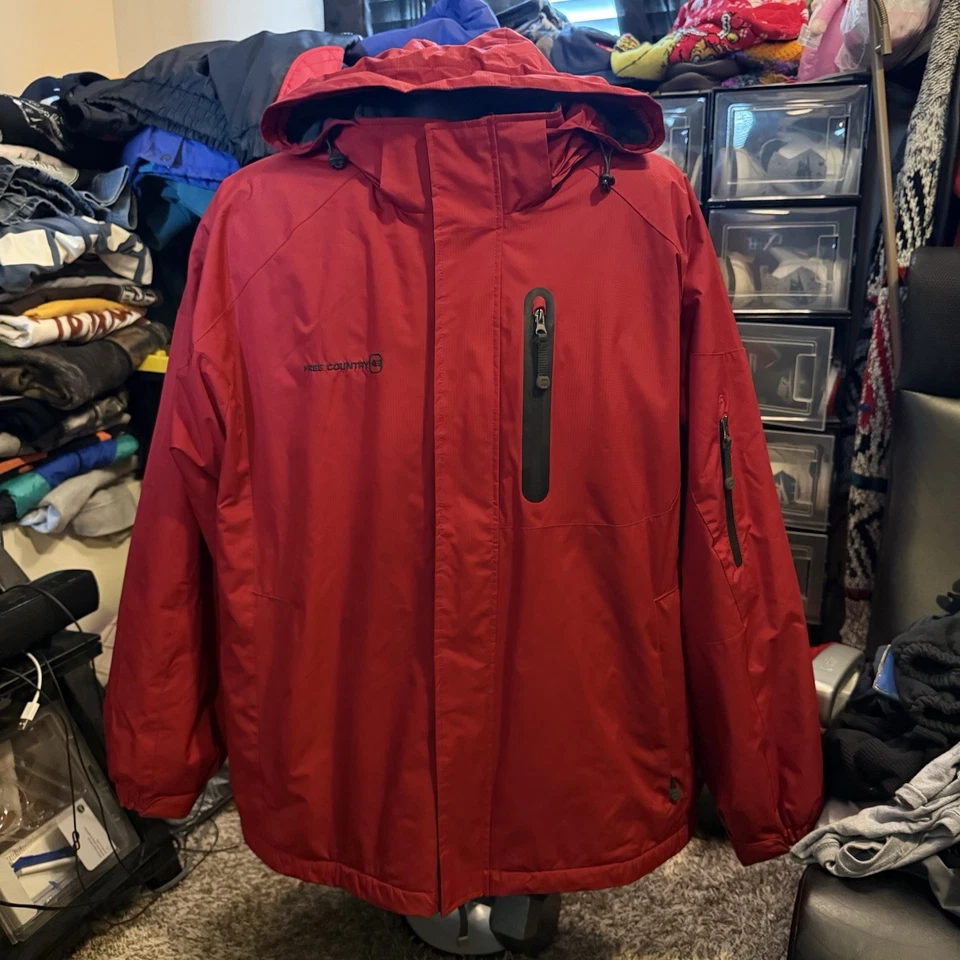 Chaqueta roja Free Country 2XL 3-en-1 System Down Blend para hombre Foto 2 de 4