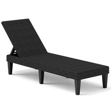 Outdoor Chaise Lounger Chair 3-Position Reclining Chair w/ Waterproof Rattan