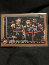 Pistons Rain 3 Pointers, Shoot Lights Out 2025 Topps #279 Gold /2025