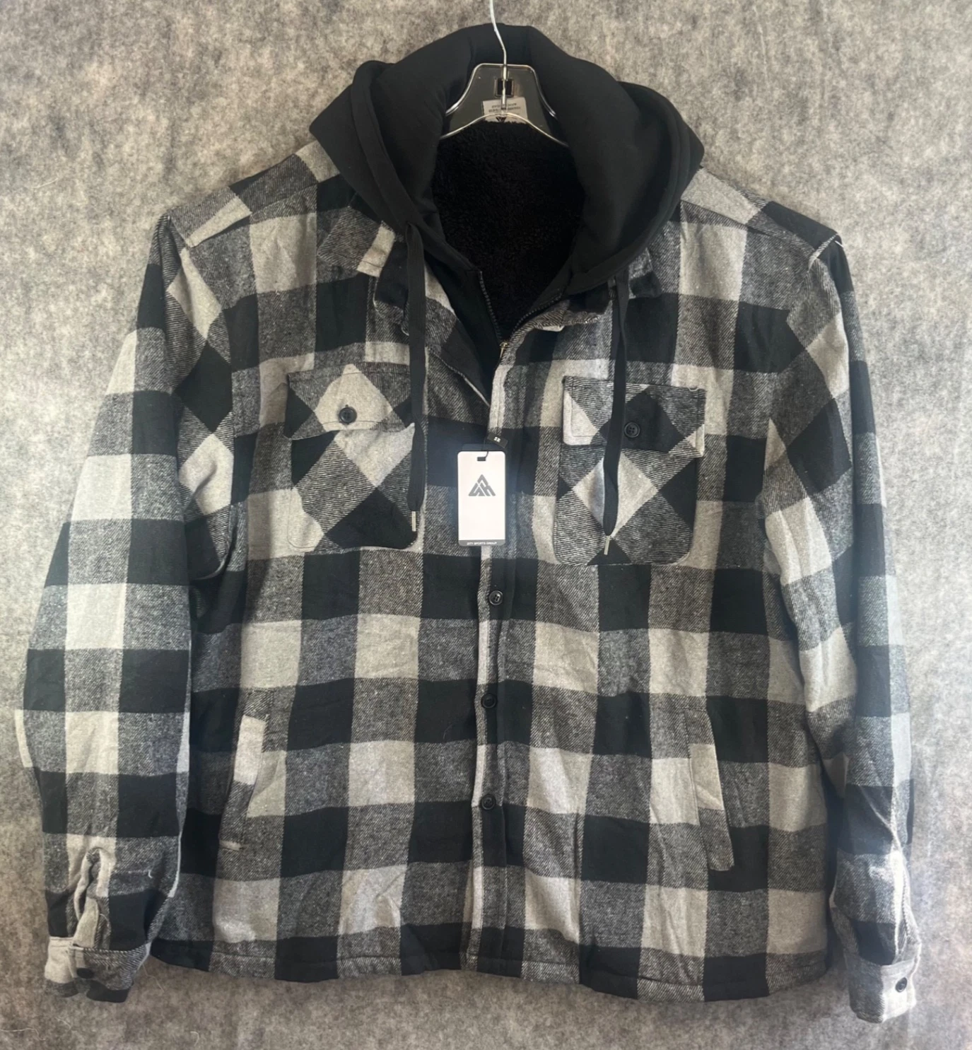 Zity Men’s Plaid Sherpa Lined Hooded Shacket Shirt Jacket 3XL Warm Coat NEW