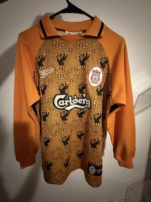 Reebok Liverpool FC  1995/96 Long Sleeve Soccer Jersey Orange YTH XL  Jersey