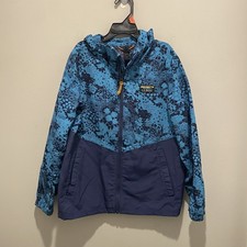 L.L. Bean Mountain Classic Jacket Blue Floral Navy Girls Size 8 S EUC